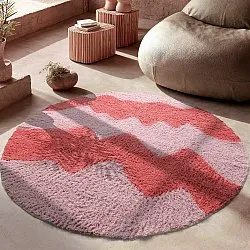 Tapete redondo - Amira Natural Cotton Shaggy (rosa/laranja)