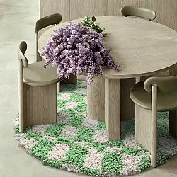 Tapete redondo - Atrani Natural Cotton Shaggy (verde)