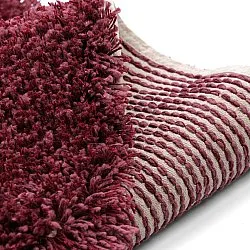 Tapete redondo - Begur Natural Cotton Shaggy (branco sujo/bordô)