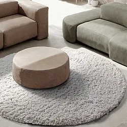 Tapete redondo - Combarro Solid Cotton Shaggy (creme)