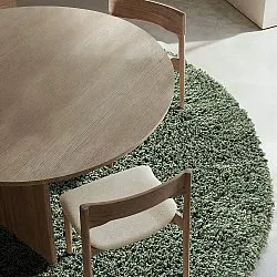 Tapete redondo - Combarro Solid Cotton Shaggy (verde)