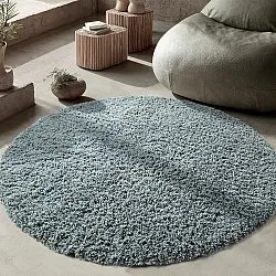 Tapete redondo - Combarro Solid Cotton Shaggy (azul claro)