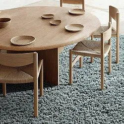 Tapete redondo - Combarro Solid Cotton Shaggy (azul claro)