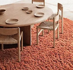 Tapete redondo - Combarro Solid Cotton Shaggy (laranja claro)