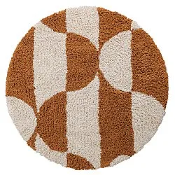 Tapete redondo - Kalymnos Natural Cotton Shaggy (branco sujo/ocre)