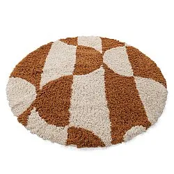 Tapete redondo - Kalymnos Natural Cotton Shaggy (branco sujo/ocre)