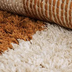 Tapete redondo - Kalymnos Natural Cotton Shaggy (branco sujo/ocre)