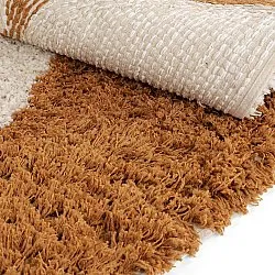 Tapete redondo - Kalymnos Natural Cotton Shaggy (branco sujo/ocre)