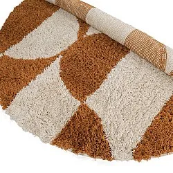 Tapete redondo - Kalymnos Natural Cotton Shaggy (branco sujo/ocre)