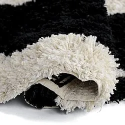 Tapete redondo - Marvao Natural Cotton Shaggy (branco sujo/preto)