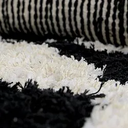 Tapete redondo - Marvao Natural Cotton Shaggy (branco sujo/preto)