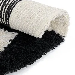 Tapete redondo - Marvao Natural Cotton Shaggy (branco sujo/preto)