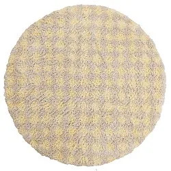 Tapete redondo - Methoni Check Cotton Shaggy (creme/amarelo claro)