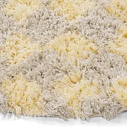 Tapete redondo - Methoni Check Cotton Shaggy (creme/amarelo claro)