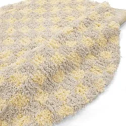 Tapete redondo - Methoni Check Cotton Shaggy (creme/amarelo claro)