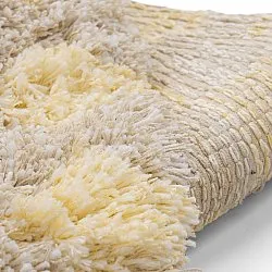 Tapete redondo - Methoni Check Cotton Shaggy (creme/amarelo claro)