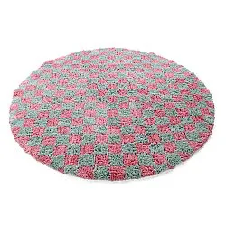 Tapete redondo - Methoni Check Cotton Shaggy (azul claro/rosa claro)