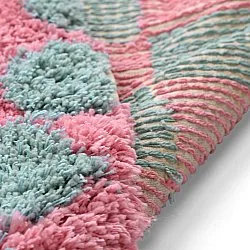 Tapete redondo - Methoni Check Cotton Shaggy (azul claro/rosa claro)