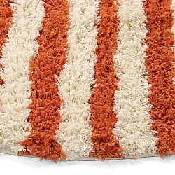 Tapete redondo - Thira Stripe Cotton Shaggy (amarelo claro/laranja claro)