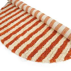 Tapete redondo - Thira Stripe Cotton Shaggy (amarelo claro/laranja claro)