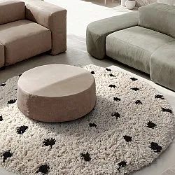 Tapete redondo - Soria Natural Cotton Shaggy (branco sujo/preto)