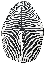 Tapete Wilton redondo com borda ondulada - Zebra (preto/branco)