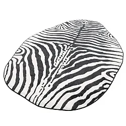 Tapete Wilton redondo com borda ondulada - Zebra (preto/branco)