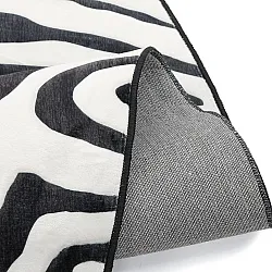Tapete Wilton redondo com borda ondulada - Zebra (preto/branco)