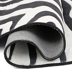 Tapete Wilton redondo com borda ondulada - Zebra (preto/branco)
