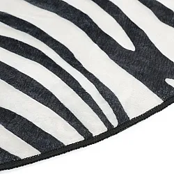 Tapete Wilton redondo com borda ondulada - Zebra (preto/branco)