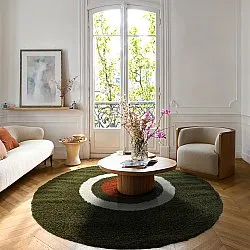 Tapetes redondos - Alsace (verde/branco/laranja)