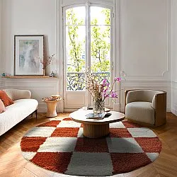 Tapetes redondos - Gordes (laranja/branco)