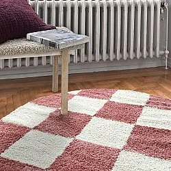 Tapetes redondos - Gordes (rosa/branco)