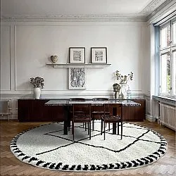 Tapetes redondos - Tiznit (branco/preto)