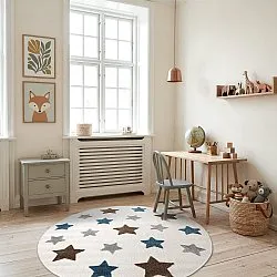Tapete redondo infantil - Stars (creme/multi)