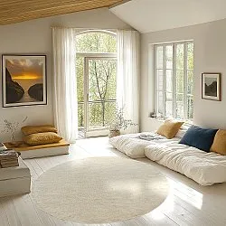 Tapete redondo - Celina Natural Cotton Shaggy (offwhite/bege)