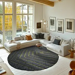 Tapete redondo - Callista Natural Cotton Shaggy (preto/verde)