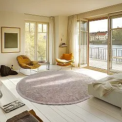 Tapete redondo - Celina Natural Cotton Shaggy (taupe/lavanda)