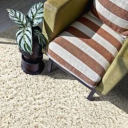 Tapete redondo - Fassale Hand Woven Wool Shaggy (branco)