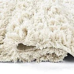 Tapete redondo - Fassale Hand Woven Wool Shaggy (branco)
