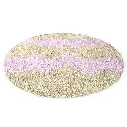 Tapete redondo - Amira Natural Cotton Shaggy (bege/roxo)