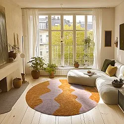 Tapete redondo - Amira Natural Cotton Shaggy (laranja/rosa)