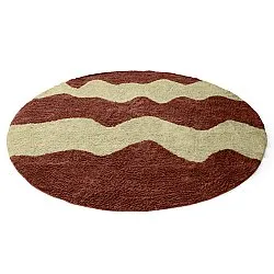 Tapete redondo - Amira Natural Cotton Shaggy (vermelho/bege)