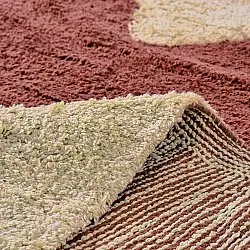 Tapete redondo - Amira Natural Cotton Shaggy (vermelho/bege)