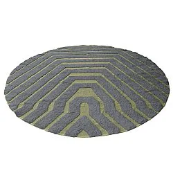 Tapete redondo - Callista Natural Cotton Shaggy (preto/verde)