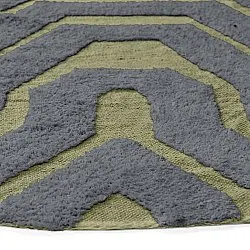 Tapete redondo - Callista Natural Cotton Shaggy (preto/verde)