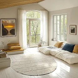 Tapete redondo - Cyrus Natural Cotton Shaggy (bege)