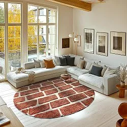 Tapete redondo - Cyrus Natural Cotton Shaggy (marrom)