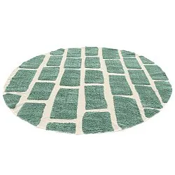 Tapete redondo - Cyrus Natural Cotton Shaggy (verde)