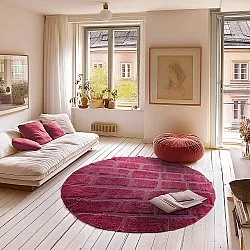 Tapete redondo - Cyrus Natural Cotton Shaggy (vermelho)